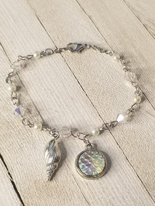 Aurora Mermaid Scale and Conch Shell Charm Bracelet