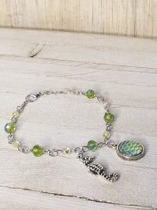 Mermaid Scale and Seahorse Charm Bracelet