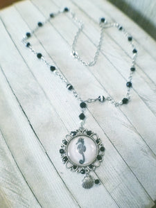 Vintage Sea Horse Cameo Necklace