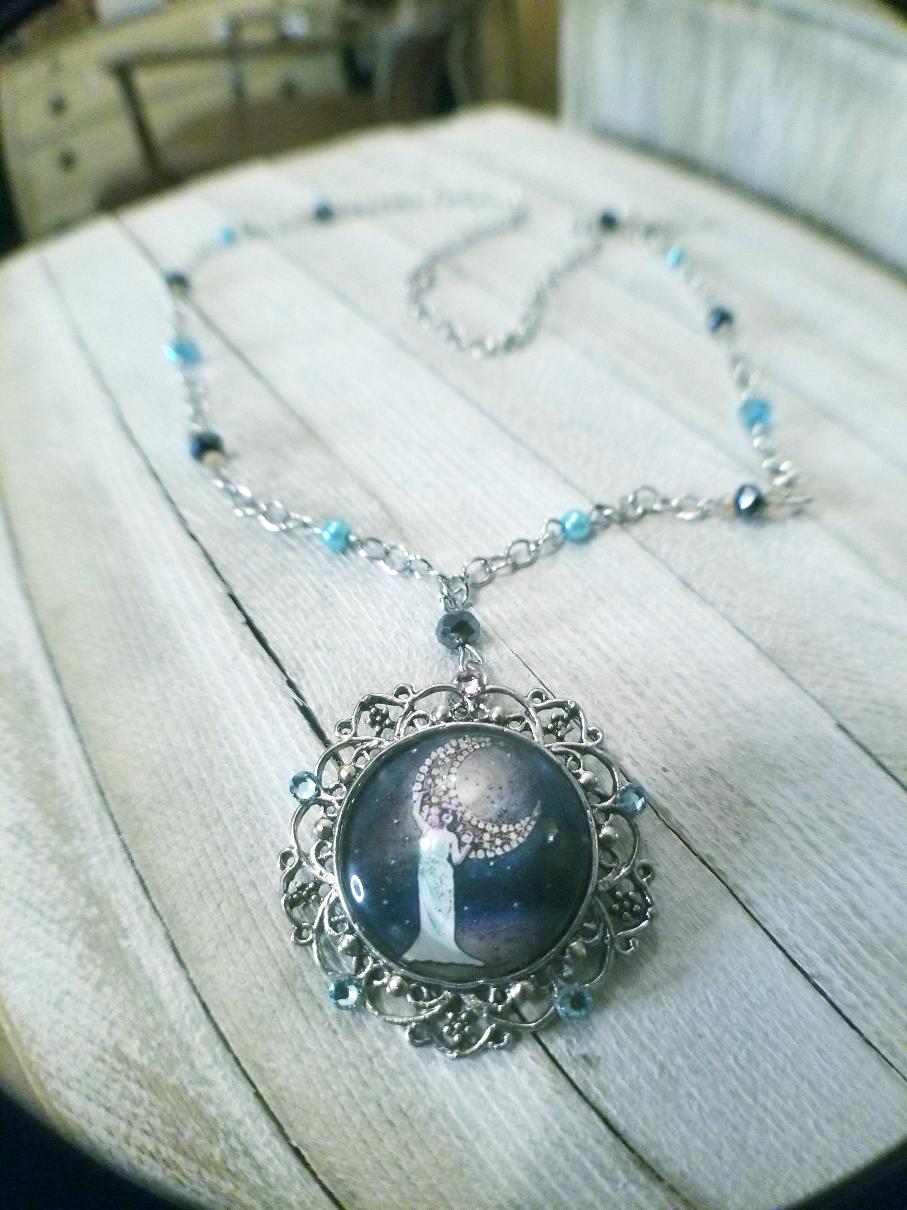 Crystal Moon Cameo Necklace