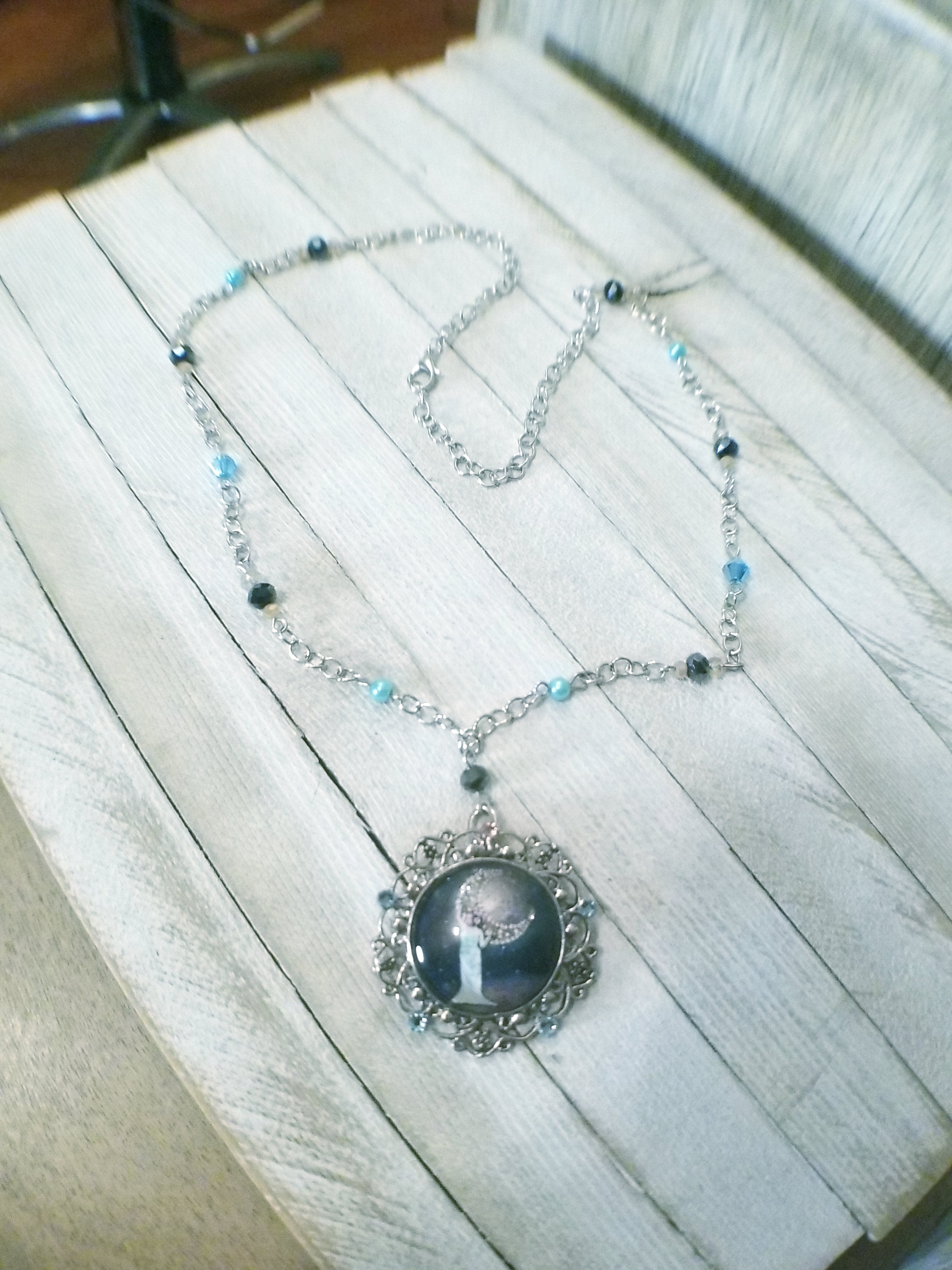 Crystal Moon Cameo Necklace