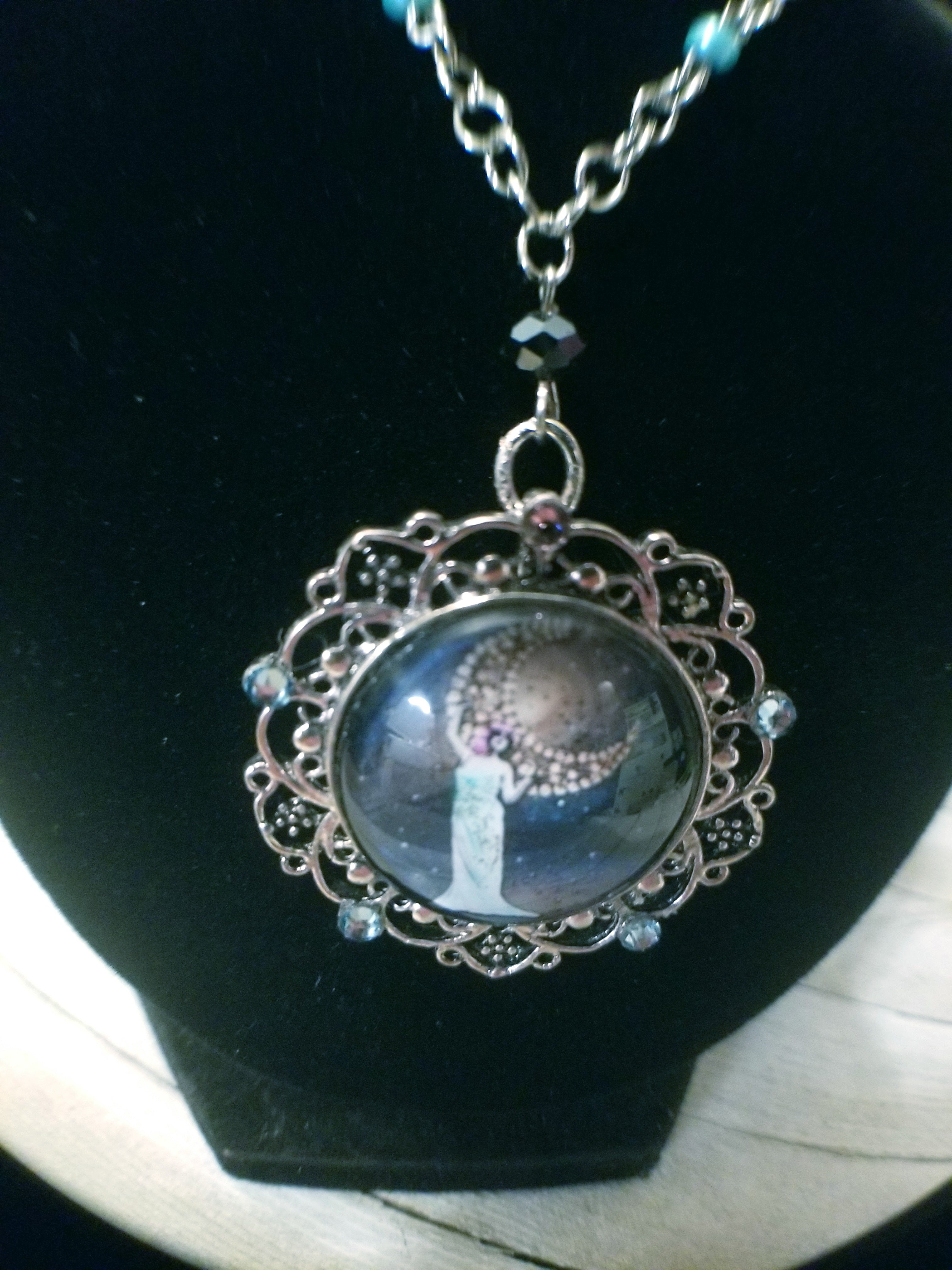 Crystal Moon Cameo Necklace