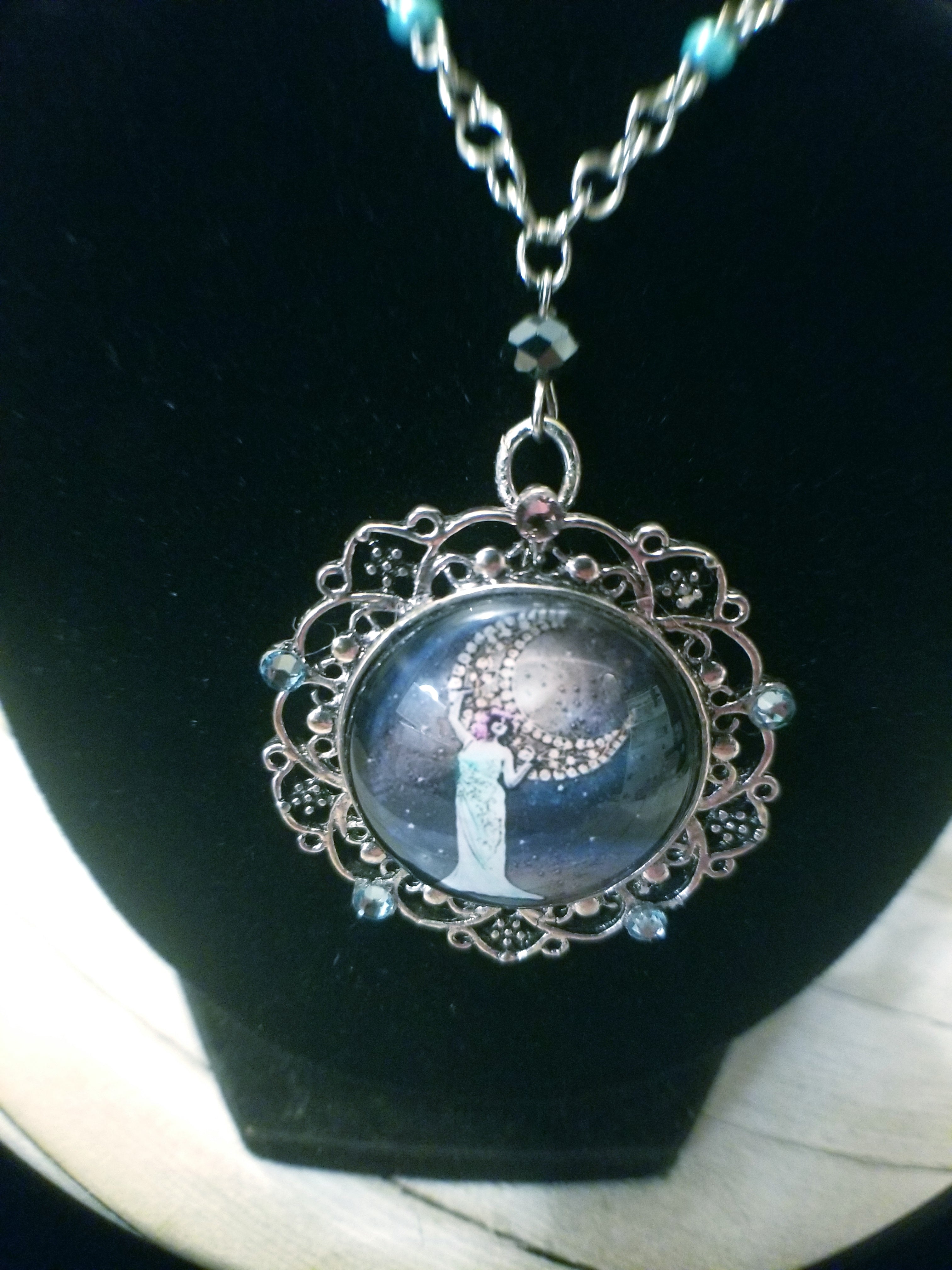 Crystal Moon Cameo Necklace