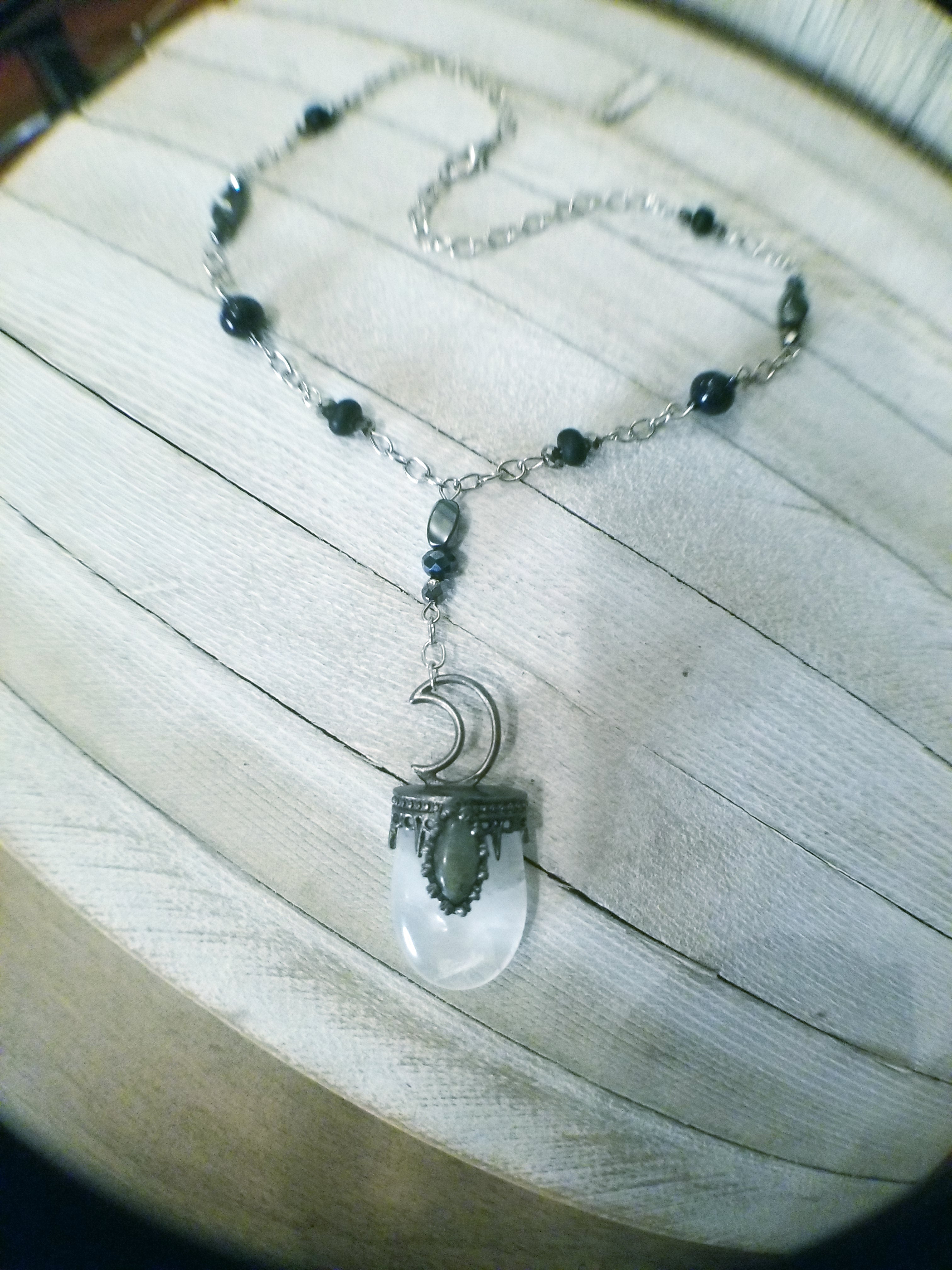 Gunmetal Moon Necklace