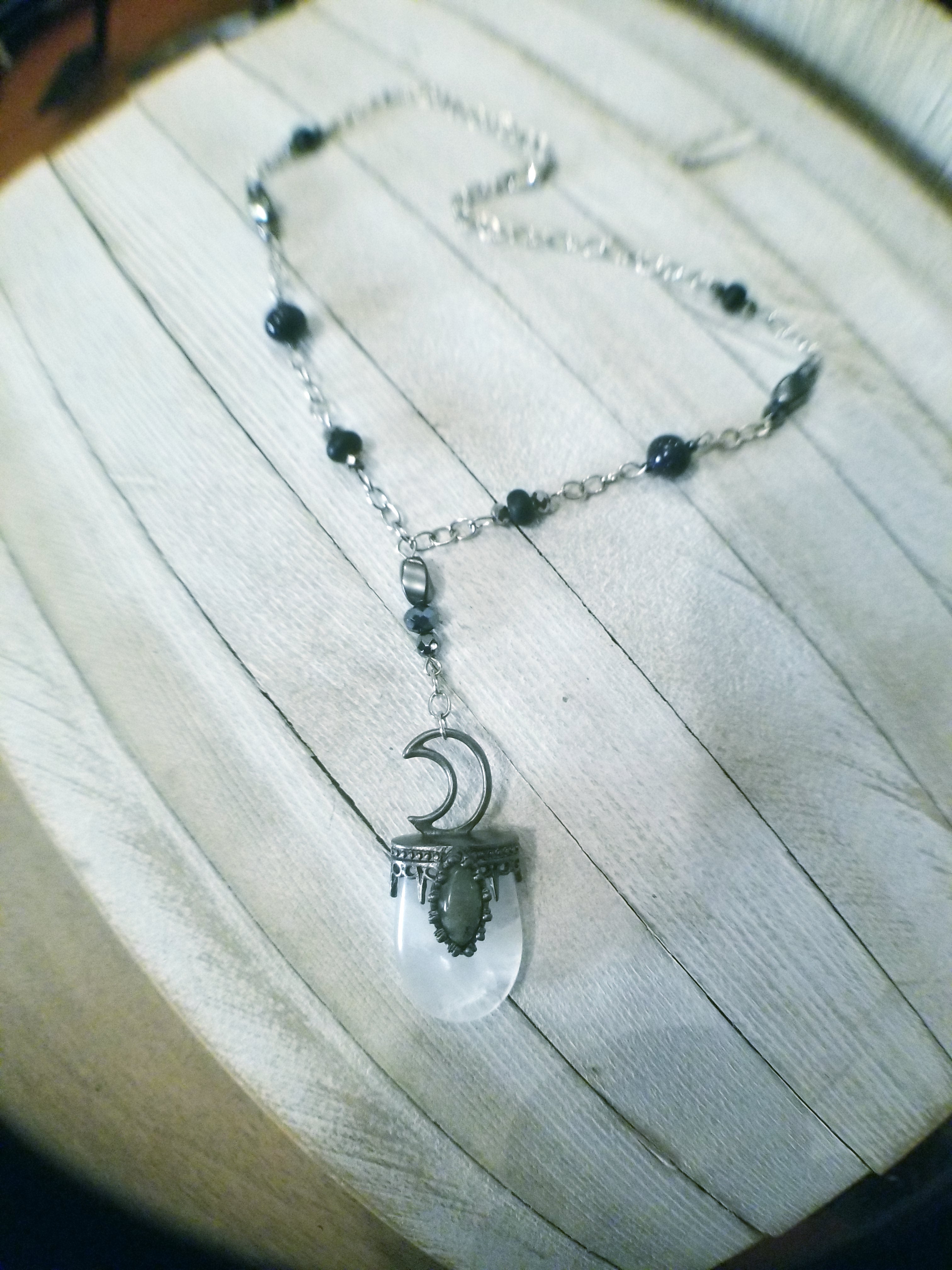 Gunmetal Moon Necklace