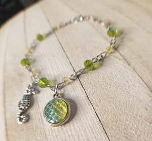 Mermaid Scale and Seahorse Charm Bracelet