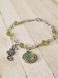 Mermaid Scale and Seahorse Charm Bracelet